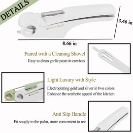 LovefulMug Garlic Press, 4in1 Multi-function Grade Garlic Mincer, Crusher & Peeler Set, Premium Garlic Mincer Tool with Cleaning Brush, Garlic Crusher for Home and Kitchen (green)