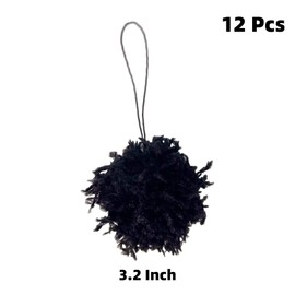Meseey 12 Pcs Black Christmas Ornaments 3.5 Inch Faux Fur Pom Pom Ball Ornaments for Christmas Trees,Wreaths,Garlands,Crafts and Decorations