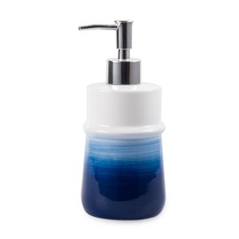Ceramic 12Oz Soap Dispenser for Kitchen, Refillable Hand Dispenser with Pump, Lotion Dispenser Bathroom for Dish Soap, Hand soap. (Navy Blue)