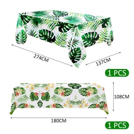 TAFACE 2 Pieces Hawaiian Tablecloths, Plastic Tablecloth, Waterproof and Oil Resistant, Tropical Palm Leaf Tablecloth, Outdoor Tablecloth for Summer Party, Tropical Theme Decoration, 2