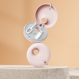 lilnlaty New Double-layer Retainer Storage Case with Removal Tool,Slim Aligner Case with Vent Holes,Compatible with Invisalign,Mouth Guard Case,Mouth Guard Case,Denture Case(Pink)