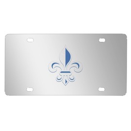 iPick Image Fleur-de-Lis FDL 3D Mirror Chrome Stainless Steel License Plate (Blue)