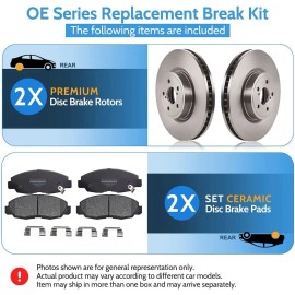 EXPPOWER Front Disc Brake Rotors + Brake Pads for Dodge RAM Dakota Mitsubishi Raider