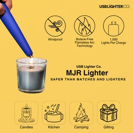 USB Lighter Co. MJR Electric Arc Windproof Flameless USB Lighter Large Handle with Safety Lock for Candle Camping BBQ Grill Gift (Red)