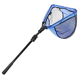 SANLIKE Fishing Landing Net Blue Extend to 33-98.4 inch with Telescoping Pole Handle, Landing Net for Easy Catch Release,Fishing net Freshwater for Kids Men Women