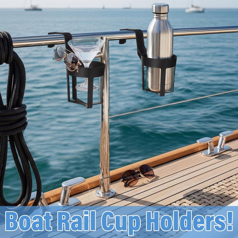 Singhoow 4 Pcs Marine Boat Rail Cup Holder No-Drill Cruise