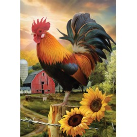 Briarwood Lane Fancy Rooster Summer Garden Flag Dawn Farm Barn 12.5" x 18"