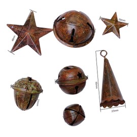 NO Dirty Rusty Acorn Bells Country Primitive Craft Jingle Bell Star Cutout Shape Bells Vintage Rusty Hanging Christmass Bell Metal barn Star Home Garden Decoration (3cm Star Cutout Bell)