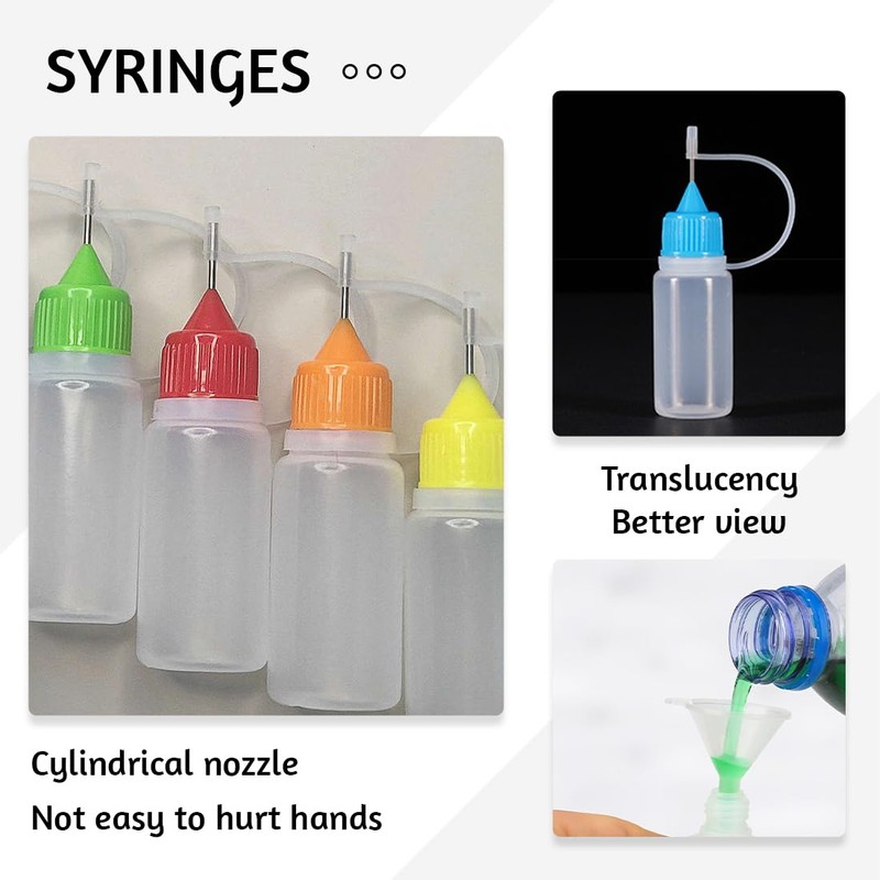 Pack of 6 Needle Bottles, 10 ml Dosing Bottle, Plastic