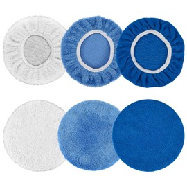 6 Pcs Buffer Pads Buffing Pads Car Polishing Pad for 9 to 10 Inches Car Polisher, 2pcs Wool, 2pcs Coral Fleece, 2 pcs Microfiber Wax Applicator Pad