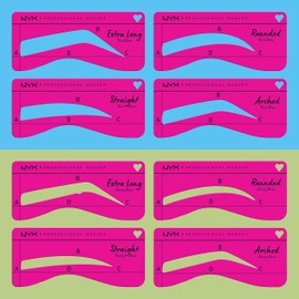 NYX Professional Makeup Thin Eyebrow Stencils, Set of 4 Eyebrow Stencils for Perfectly Shaped Brows - Curved, Extra Long, Round and Straight, Zero to Brow, 1 x 4 Pieces