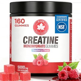 Creatine Gummies, (160 Count) NSF Certified, 5g Creatine Monohydrate per Serving withTaurine & B12, Raspberry Flavor, for Men & Women
