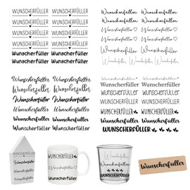 FloraVigo 4 Rub On Stickers, Approx. A5 19 x 14 cm, Sayings, Wipeable Film for Birthday, Keraflott, Wedding, Home, Furniture, Glass, Wood, Photo Album, DIY, Sticker Aesthetics (Wish Fulfilment)