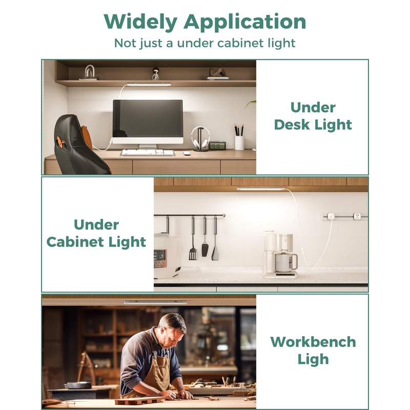 ASOKO 16 Inch Under Cabinet Lights,Plug and Play Under Counter