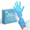 EcoQuality Blue Disposable Nitrile Gloves, Heavy Duty, Latex Free, Powder