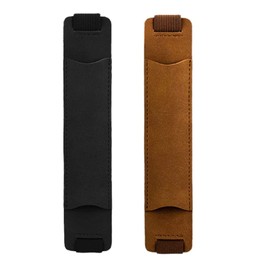 Pen Holder Notebook, Elasticated Pen Holder Pouch, Pack of 2 Notebook Pen Holder, PU Leather Pencil Case with Elastic, Pen Holder for Diary, Available for School and Office, Black/Brown
