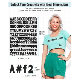 1 Inch Iron on Letters and Numbers for Clothing, 5 Sheets 755 Pieces Vinyl Heat Transfers Letters with A-Z and 0-9 Iron on Letters for Fabric Numbers Alphabet Sticker for T-Shirt Designs DIY Craft