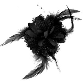 Shengxi Flower Hair Clip, Corsage Feather Hair Clip, Flower Flowers, Hair Accessories, Women's Hair Clip, Flower Roses Hair Pins, Hair Accessories for Women, Girls, Wedding, Prom, Party (Black)