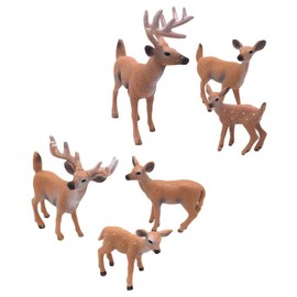 Beavorty Forest Animals Figures Pack of 6 Forest Animal Deer Figures Toy Forest Animal Figure Miniature Toy Christmas Decoration
