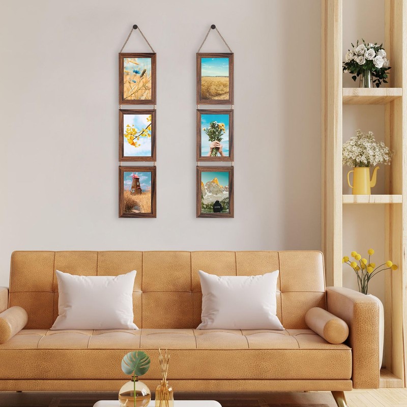 QUTREY 4x6 Picture Frames Collage, 6 Openings Wall Hanging Photo