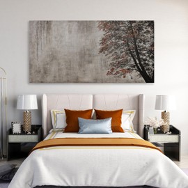 Wall Art Abstract Art Vintage Wall Decor Tree Painting Wall Decor Modern Retro Home Decor Tan Canvas Painting Framed Artwork for Living Room Bedroom Office 24" x 48"