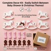 6Pc White Wood Rocking Horse Decor, Baby Shower Table Centerpiece
