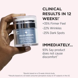 It Cosmetics Hello Results - Suero Facial Antiarrugas y Reafirmante con Retinol, Niacinamida, Vitaminas B5 y E, Mejora Firmeza, Textura y Líneas Finas