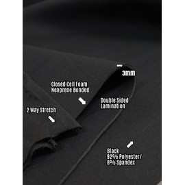 BIGZFABRIC® Neoprene Bonded Sponge Waterproof Wetsuit Fabric Black 1mm, 2mm, 3mm, 4mm, 5mm Thick Sold by The Yard (3MM - by The Yard)