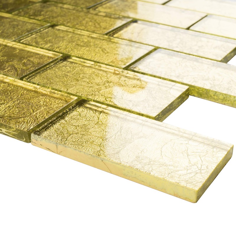 TGKG-01 Gold 2x4 Glass Mosaic Tile Sheet Subway Tile -Kitchen
