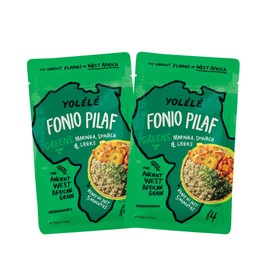 Yolélé Fonio Grain Pilaf Mix African Supergrain Ancient Grains Organic Gluten-Free Non GMO Vegan Protein Fiber Super Food Paleo-Friendly Rice Alternative Greens Moringa and Spinach 2-Pack