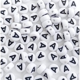 GMMA Letter Beads for Bracelets Making 200 Pcs 4x7mm Alphabet Beads for Bracelets Acrylic Heart Beads for Jewelry Making Friendship Bracelet Letters for Crafts (A Black Letter Beads)