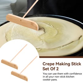 Crepe Spreader Stick, 2Pcs Crepe Stick Crepe Spatula and Spreader T Shaped Creperie Pancake Maker Kit for Crepe Pan Maker Pancake Maker