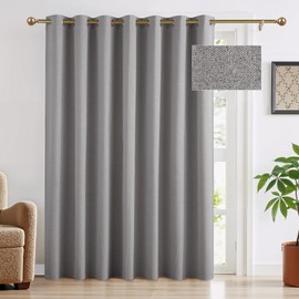 RYB HOME Grey Total Blackout Linen Curtains for Bedroom, Extra Wide Thermal Insulated Privacy Curtains for Sliding Glass Doors/Patio Door/Living Room/Open Closet, Room Divider, W100xL84, 1 Panel