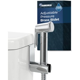 HammerHead Showers Solid Metal Adjustable Pressure Handheld Bidet Sprayer for Toilet, Handheld Bidet Attachment with 47-Inch Hose and Leak-Proof T-Valve, Jet Spray for Toilet, Muslim Shower, Chrome