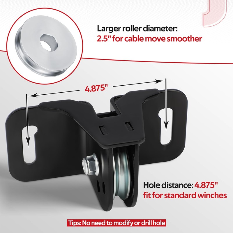 JAVIK Fairlead Plow Pulley Cable Winch Plow Mount for Standard