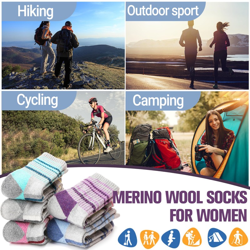 Anlisim Merino Wool Hiking Socks for Women Thermal Winter Warm