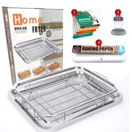 Air fryer Basket,Stainless Steel Oven Air Fryer Pan and Tray,Non-stick Air Fry Basket for Oven,Air Fryer Rack for Cooking Baking and Broiling (15.7"x11.6"-Medium)