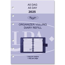 Kalpa 6 Ring Binder Agenda Refill Personal Organiser Diary Insert Calendar Insert, 2025, B7 Pockets, 1 Day on 1 Page