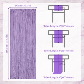 Table Runner Cheesecloth 10 FT Boho Rustic Table Runner Gauze Table Runner for Wedding Spring Decor Cheese Cloth Table Runner for Baby Shower Birthday Home Decor (Light Purple, 5 Pack)