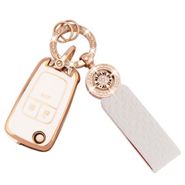 Koaudb Car Key Case Suitable for Vauxhall Opel Astra Insignia Vectra Zafira Meriva Mokka Chevry Cruze Holden 2 3-Button Key Cover TPU Key Case with Key Fob (C-Chv-3F)