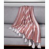 50" X 60" Rust Woven Cotton Striped Throw Blanket with