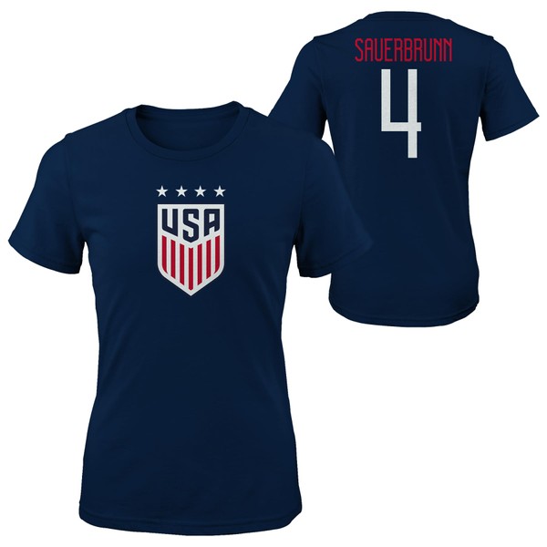 Outerstuff Youth & Kids US Soccer Name & Number Short Sleeve Tee, Navy, Youth Girls Medium-10/12