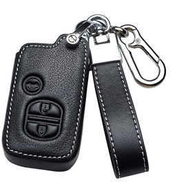 ontto Leather Car Key Fob Cover Keyring fit for Subaru Foreste XV Toyota Land Cruiser Prado 150 Camry Prius Crown Keyless Key Case keychain Smart key Shell key Holder Protector accessories Black C