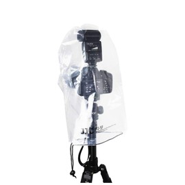 JJC 4 Pieces Camera Rain Cover Protector for Canon Nikon Sony Cameras with Lens & Flash up to 25x16cm / 10''x6.3'' (L*W), Transparent Camera Rain Coat Rain Sleeve