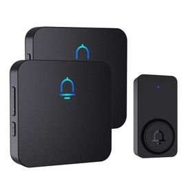 SECRUI Doorbell, 2 Receiver Wireless Doorbell with 1000ft Range, Adjustable Volume, Waterproof Design, Hassle-Free Installation, 32 Melodies, Black