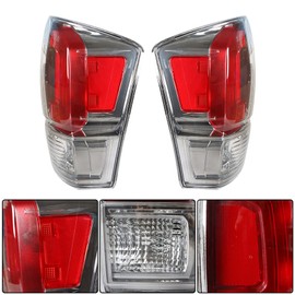 waltyotur A Pair Clear Len Tail Lights Brake Lamp Driver+Passenger Tail Light Red Brake Lamp Replacement for 2016-20 Toyota Tacoma 8156004190, 8155004190