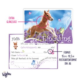 12 Invitation Cards Children's Birthday Horse/Pony [Extra Stable] Birthday Invitation for All Horse Enthusiasts Girls and Boys (Foal without Envelope)