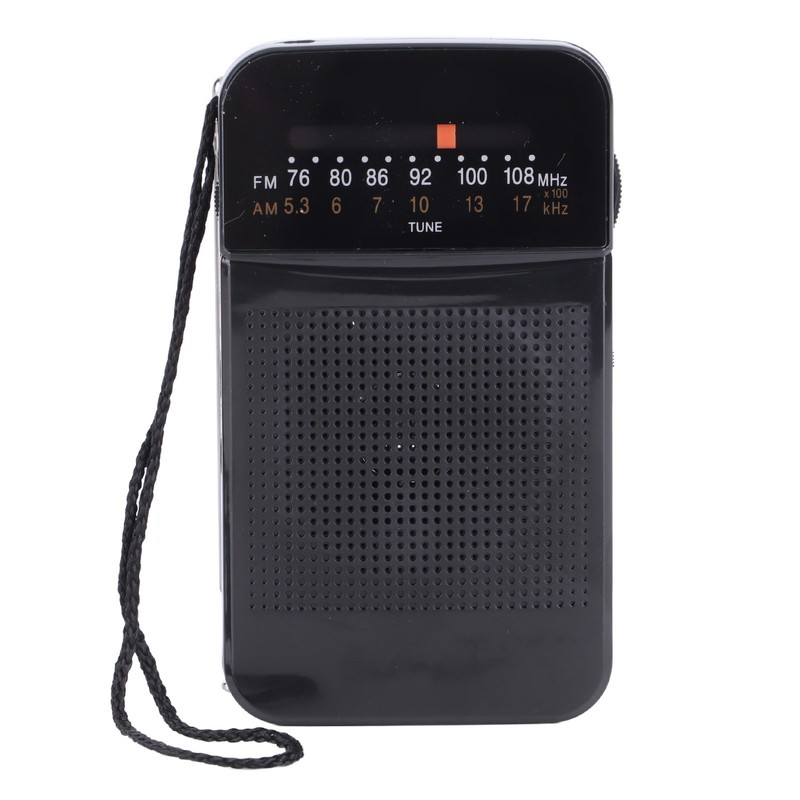 Portable AM FM Radio Black Color Headset Pluggable Built in
