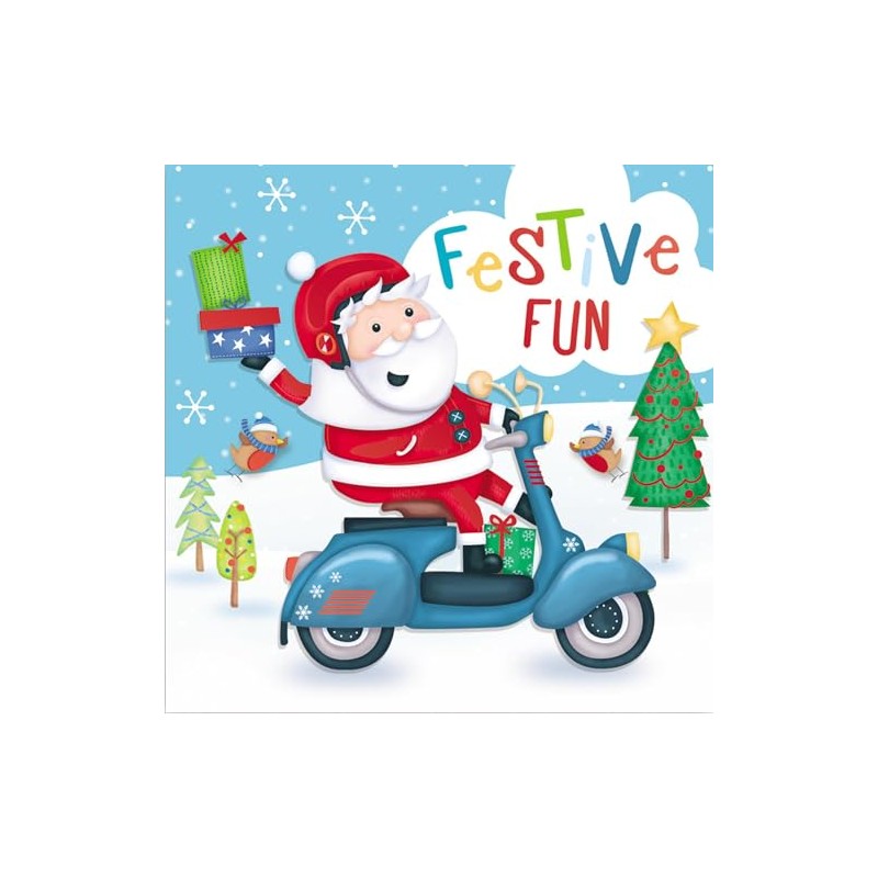 Giftmaker Pack 20 Square Mini Christmas Cards 2 Santa Around