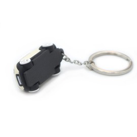 3D OM Keyring with MINI Silicone Model,, Stylish Cute Adorable, Silver Chain, Achromatic Colors-white,gray,black (white)